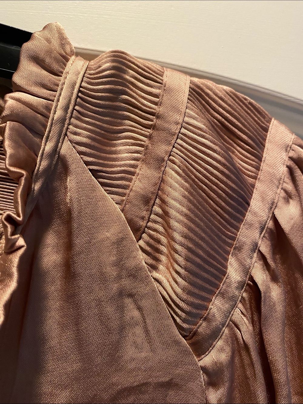 Philosophy Dusty Rose Satin V-Neck Long Sleeve Blouse - Picture 3 of 5